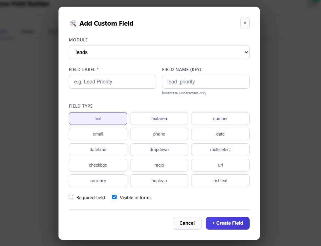 Custom Fields UI Showcase