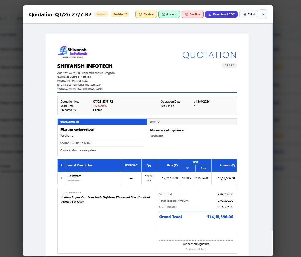 Allotment & Token Billing UI